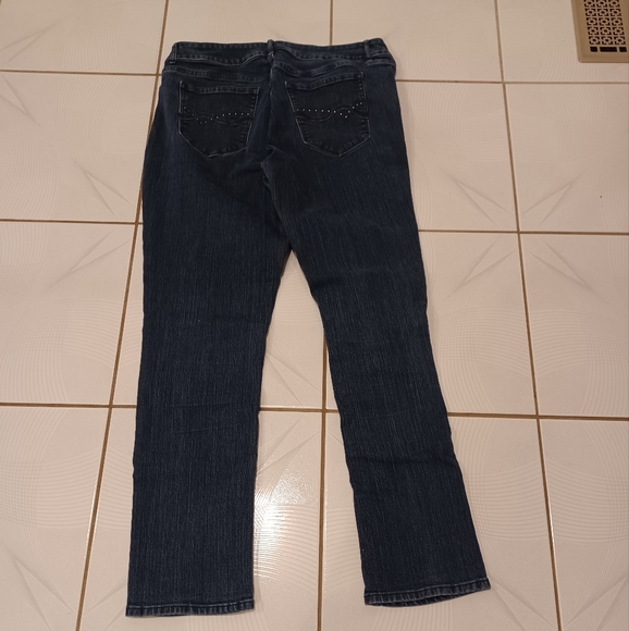 4/$60 Blue Bejeweled Straight Leg Jeans - Size 14 - Picture 4 of 7